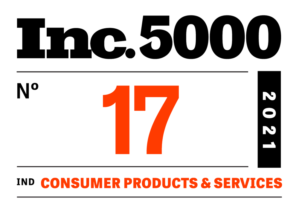 Official Inc. 5000 honoree badge: No. 17, Consumer Products and Services, 2021